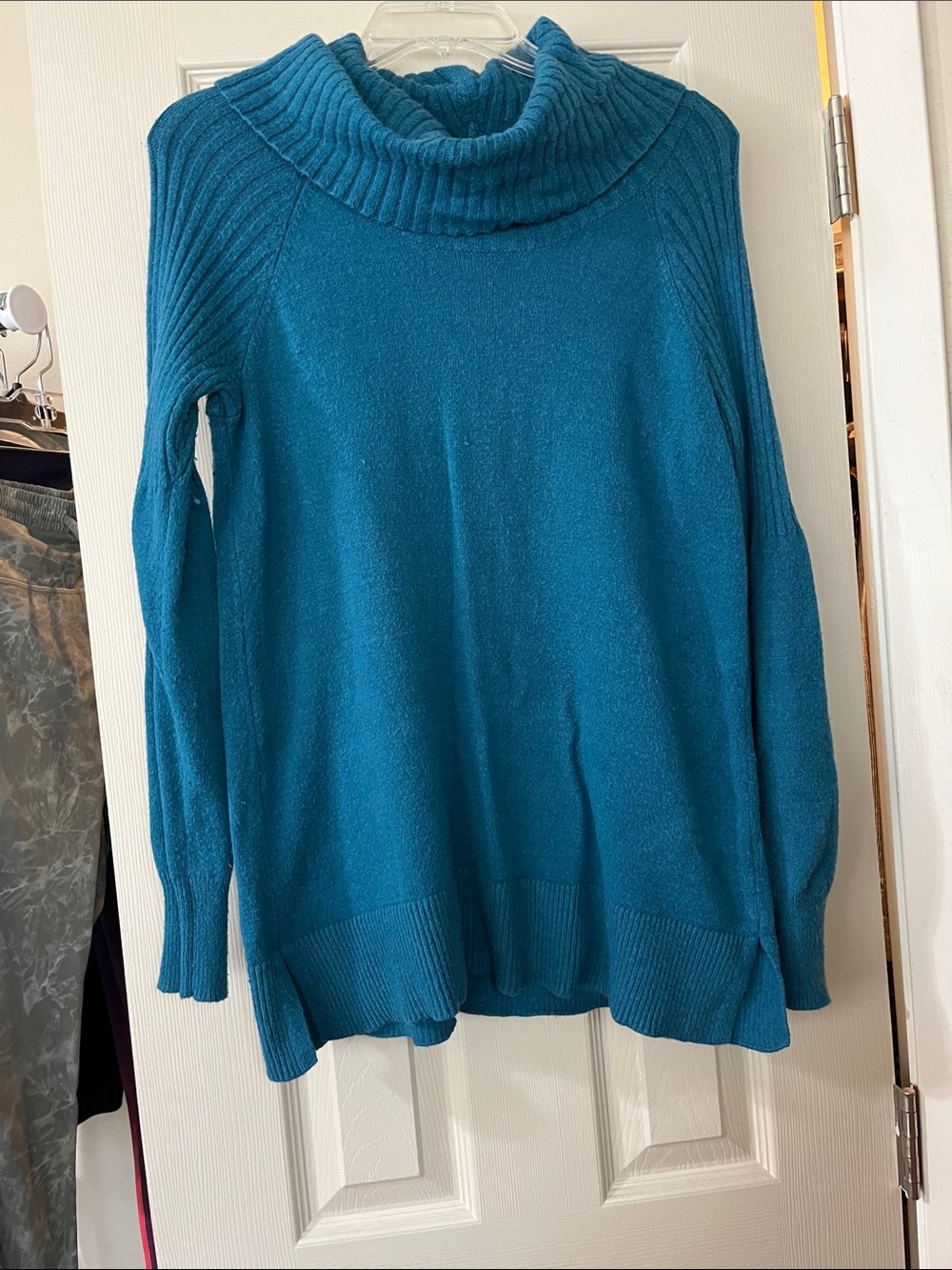 Time and Tru Teal Cowl Neck Sweater